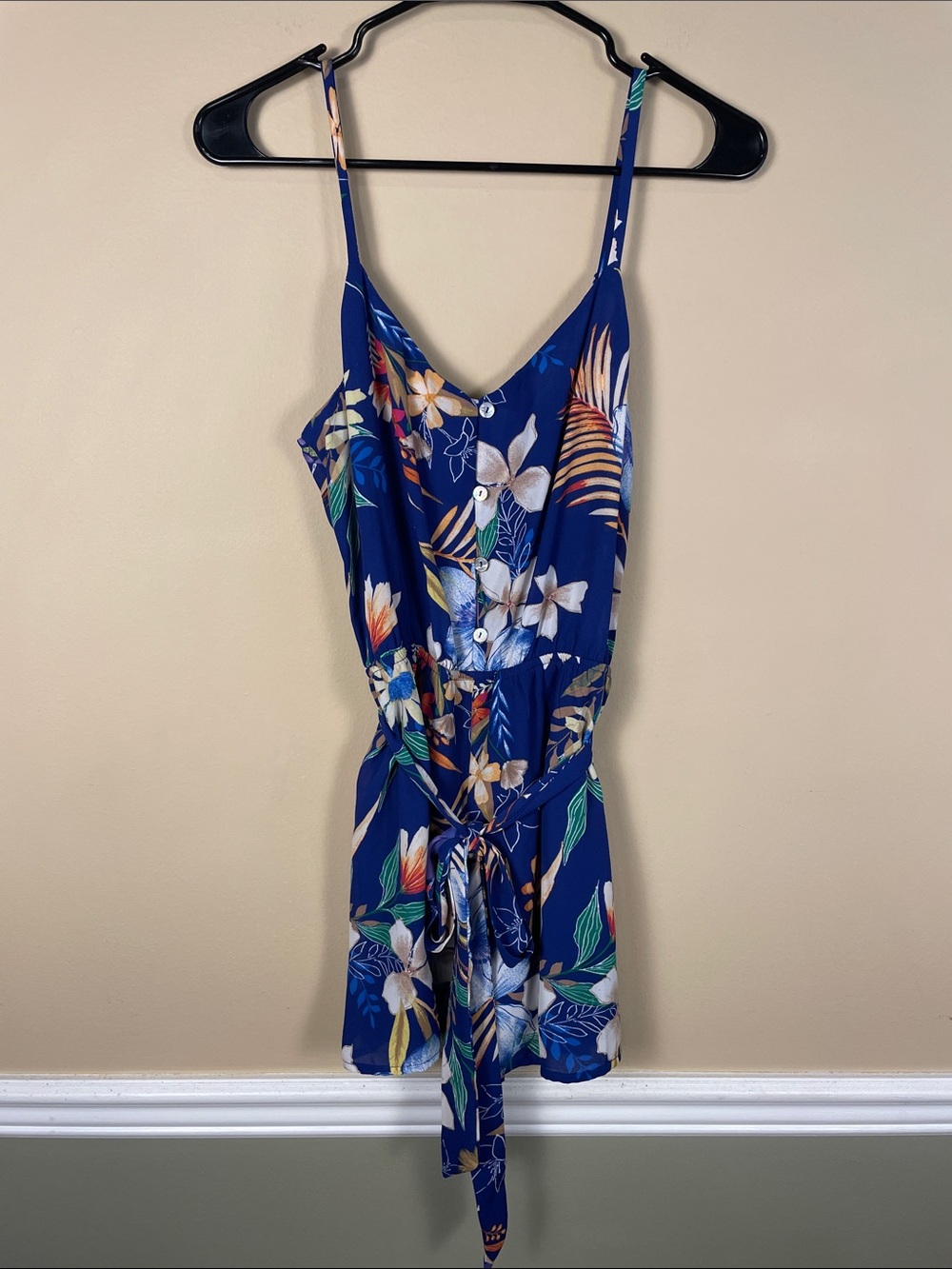 NWT As U Wish Women’s Tropical Summer Floral Print Multicolor Tank Romper